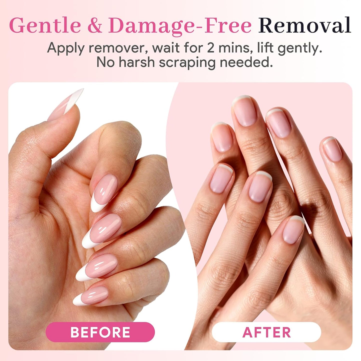 No-Lamp Nail Glue & Remover Set for Press Ons, 10ml Quick Dry 28 Days Super Strong Hold Glue on Nails, 10g Gentle Easy Removal with Tools Set for Beginner DIY Home, Not for Gel Polish Base Coat