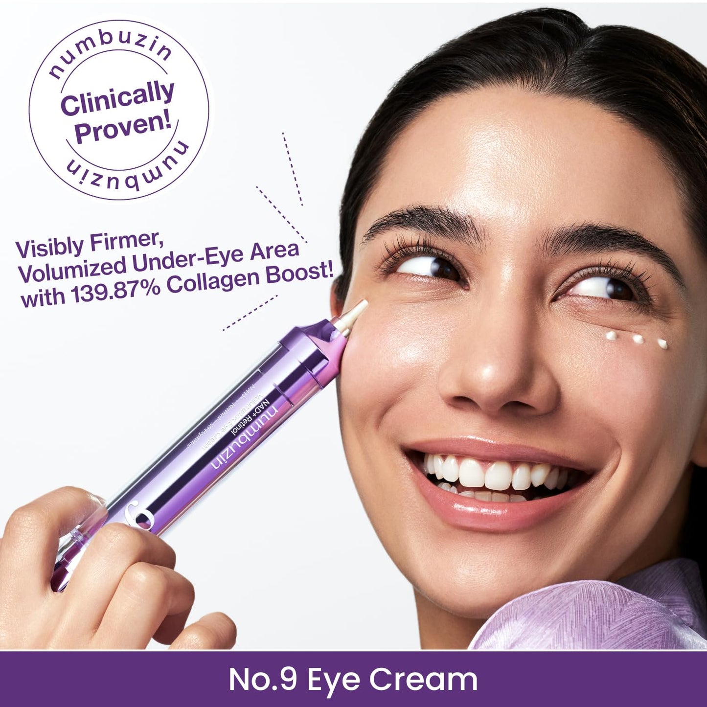 numbuzin No.9 Eye Cream | NAD+ Retinol Volumetox Eye Cream | Firming, Wrinkles, Fine Lines, Dark Circles, Puffy | Retinol, Peptides, Niacinamide | Undereye Treatment Serum | 0.33 fl. oz.