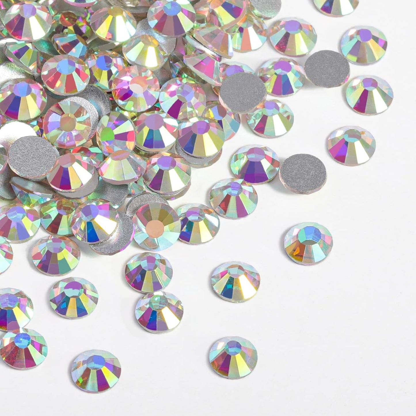 beadsland Flat Back Crystal Rhinestones Round Gems for Nail Art and Craft Glue Fix, CrystalAB (2.3-2.5mm) SS8/1440pcs
