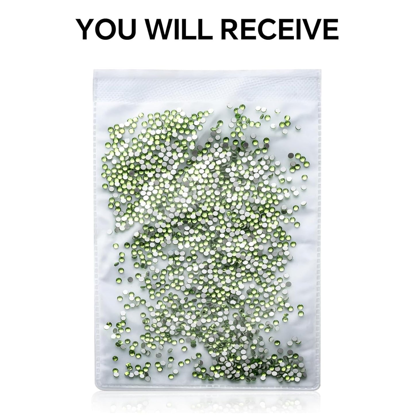 3000Pcs Light Green Crystal Rhinestones,Glass Flatback Rhinestones Gemstones Mini for Nail Face Makeup Art Crafts Clothes Decoration - (SS8,2.4mm,Light Green)