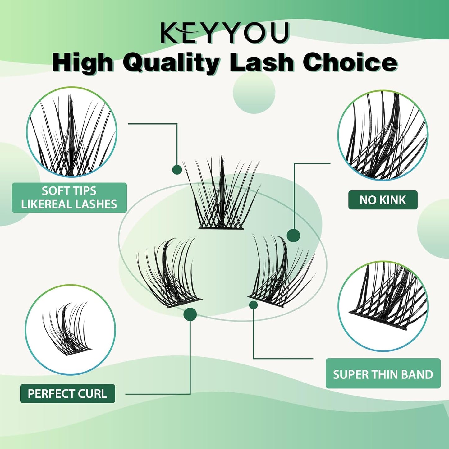 Lash Clusters,96 Pcs Cluster Lashes D Curl 14mm DIY Lash Extensions Eyelash Clusters,KEYYOU Volume Wispy Individual Lashes Soft&Comfortable Easy DIY at Home(Y09,D-14mm)