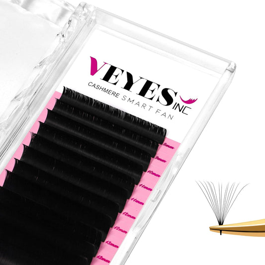 VEYES INC Cashmere Smart Fan Lash Extensions 0.03 0.05 0.07 C/CC/D Curl 8-20mm Mixed & Single Length, Super Matte Black Volume Lashes, Professional Supplies for Lash Techs (0.05 CC 11mm)