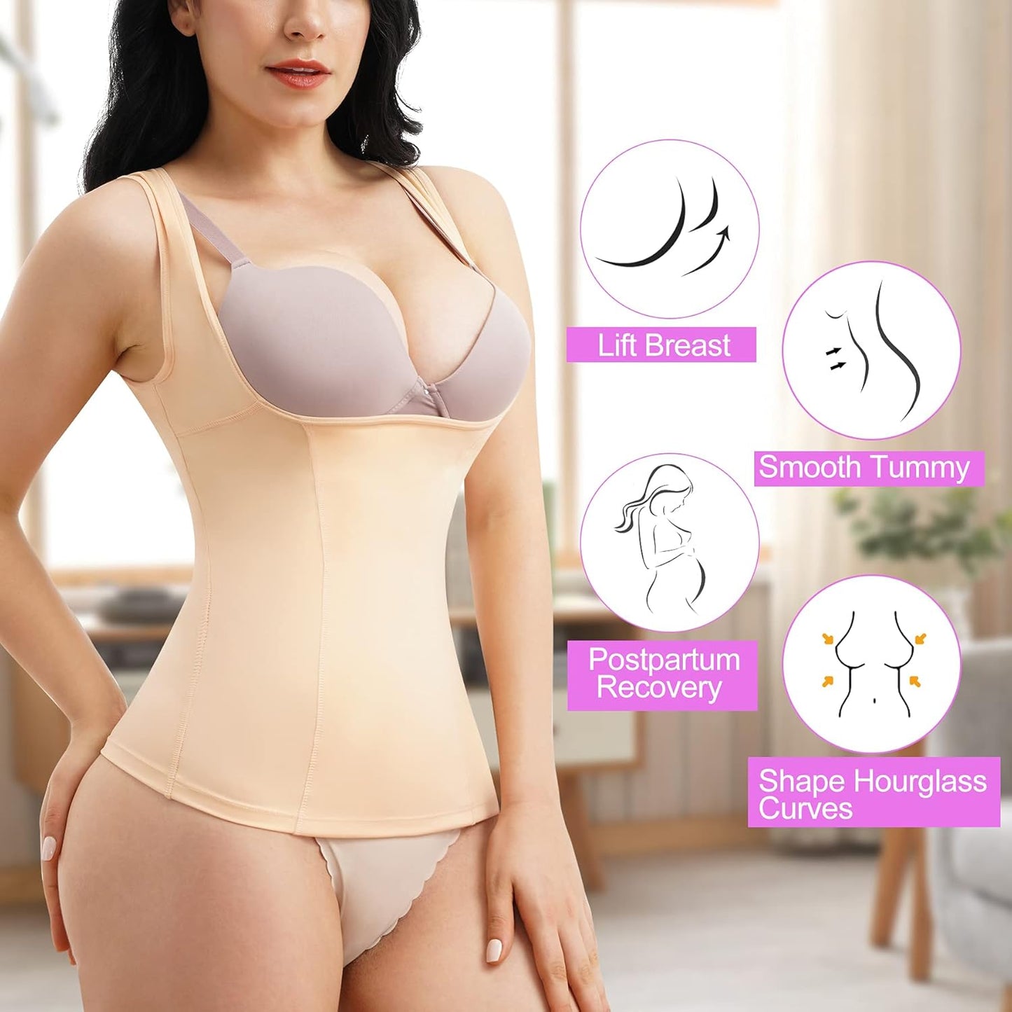 URSEXYLY Women Waist Trainer Shapewear Vest Seamless Body Shaper Tummy Control Workout Tank Top Corset