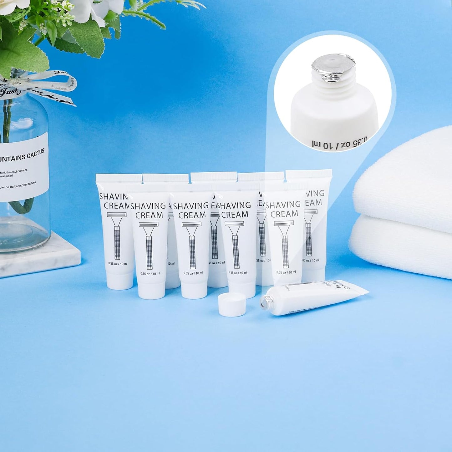 Pack of 150 Disposable Shaving Cream Bulk, Individually Wrapped, 10g/0.35 oz, Travel Size Hotel Toiletries Amenities