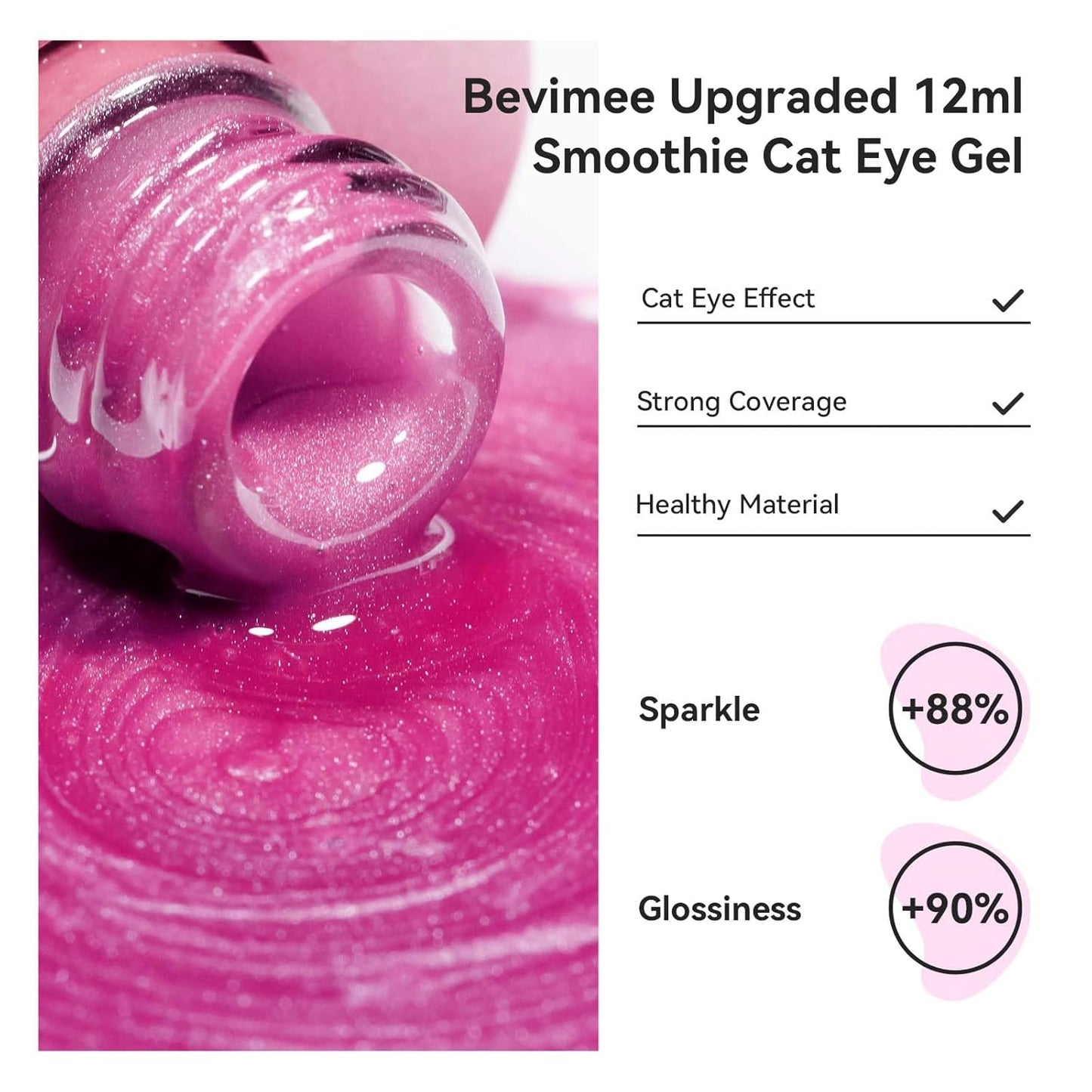 Cat Eye Gel Nail Polish, Moonlight Glitter Holographic Cateye Nail Polish with Magnet 12ML, Magnetic Mirror Glass Ceramics Smoothie UV Gel for Nail Art Manicure DIY at Home