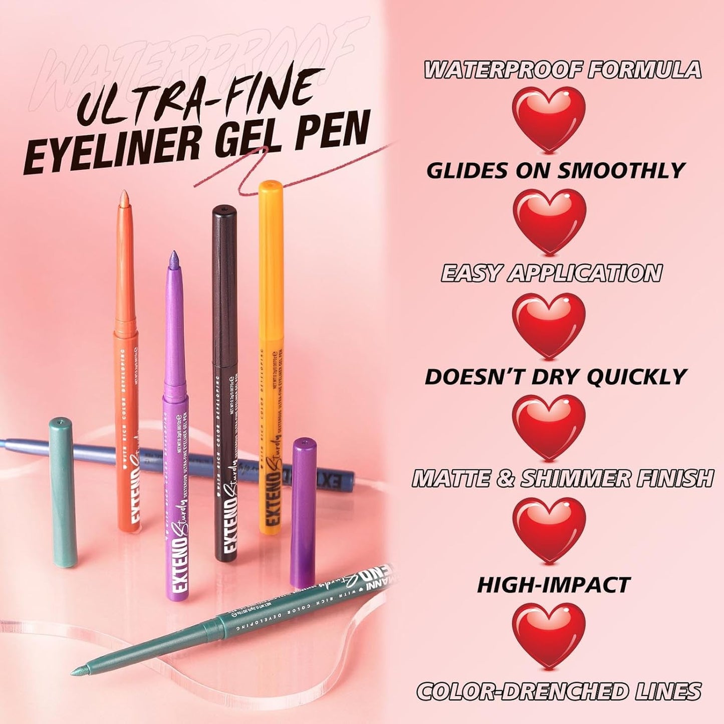 White Pencil Eyeliner Waterproof Retractable Cream White Gel Eyeliner Smudge-proof Hypoallergenic (01#)