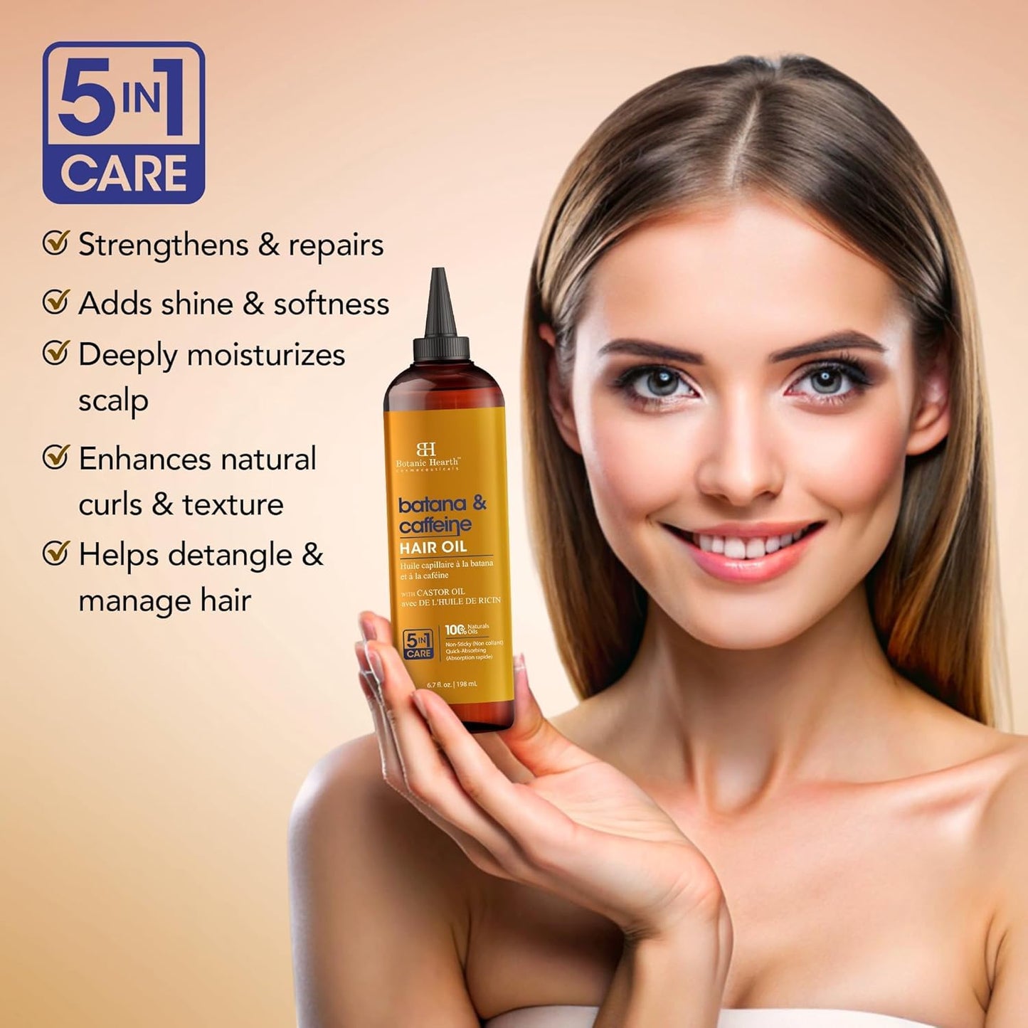Botanic Hearth Caffeine & Batana Oil For Hair Growth (6.7 fl oz)|Nourishing And Strengthening Hair Treatment For Thicker, Healthier|Looking Hair | Paraben Free | Suitable For All Hair Types