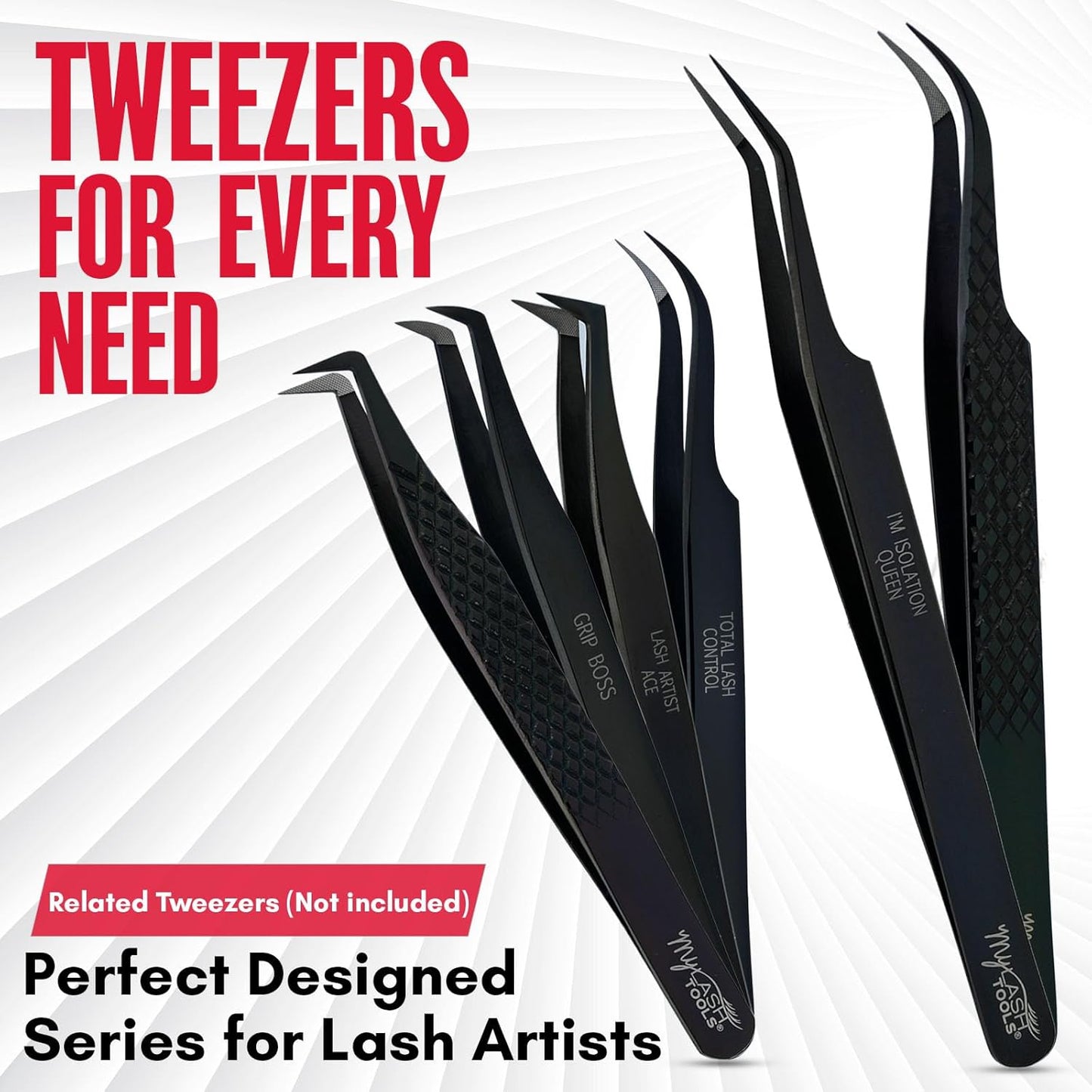 Mega Boot Volume Fiber Tip Lash Tweezer – MEGA GRIP QUEEN, Diamond Grip, Professional Eyelash Extension Tweezers, Lash Artist Tool (Black)