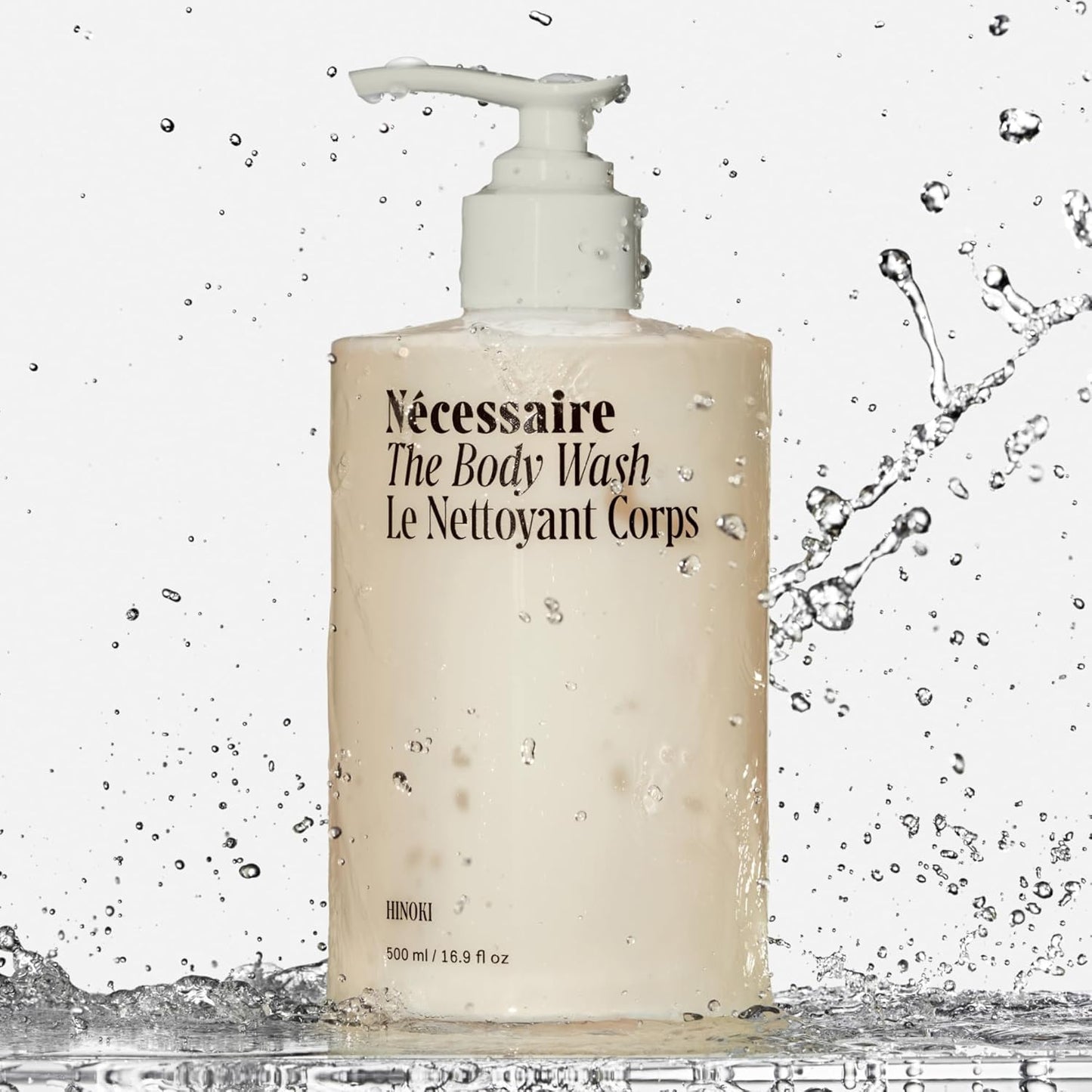 Nécessaire The Body Wash Hinoki. Natural Body Wash for Women & Men, Softening Shower Gel with Gentle Exfoliating Acids AHA/BHA/PHA. Gel Cleanse,16.9 fl oz
