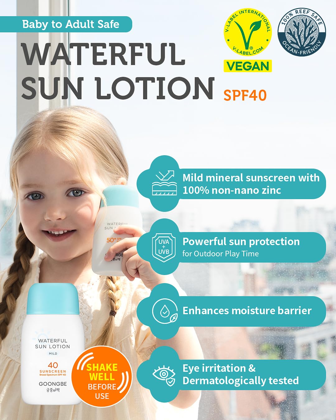 Sun Lotion SPF 40 & Sun Stick SPF 50-100% Zinc Oxide Mineral Sunscreen - No White Cast - Vegan Reef-Safe for Babies Kids Adults - Korean Skincare, 2.82oz & 0.49oz