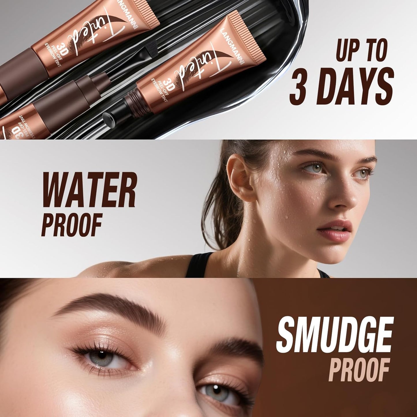 Tattoo Eyebrow Gel Peel Off Tattoo Eyebrow Gel Easy Peel Off,Waterproof Longlasting Peel Off Eye Brow,Tinted Glue,Up to 3 Days Brow Stain.Makeup Gift Set for Women
