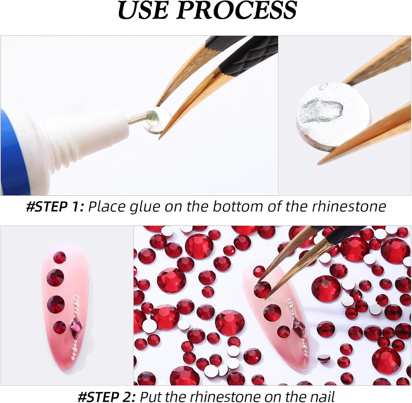 Siam Flatback Rhinestones, Glass Rhinestones for Nail Art and Craft, Glue Fix, Loose Crystal Gemstones(Siam, SS4, 2880pcs, 1.5-1.7mm)