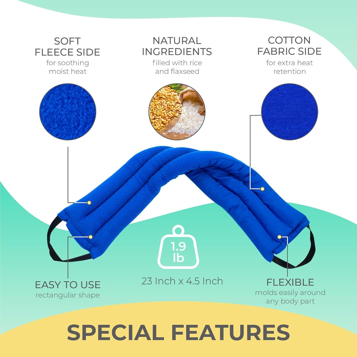Microwavable Heating Pads for Lower Back, Neck, and Shoulder Pain Relief - Moist Microwave Heating Pad for Muscles and Joints - Microwave Hot Pack Heat Pad for Cramps (Multi Blue, 1)
