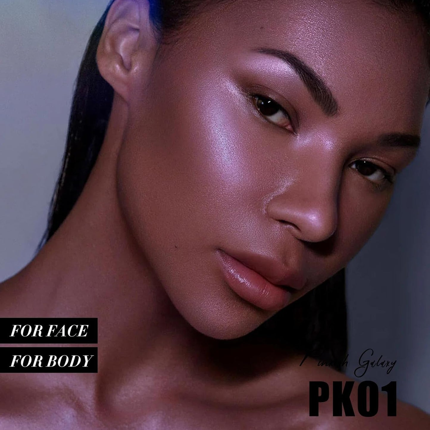 FOCALLURE Shimmer Face Highlighter Makeup Powder, Gel to Powder Glow Finish, Leaving a Lightweight & Healthy Radiance, Long Lasting Luminous Face Body Highlighter Makeup,PK01 Pinkish Galaxy