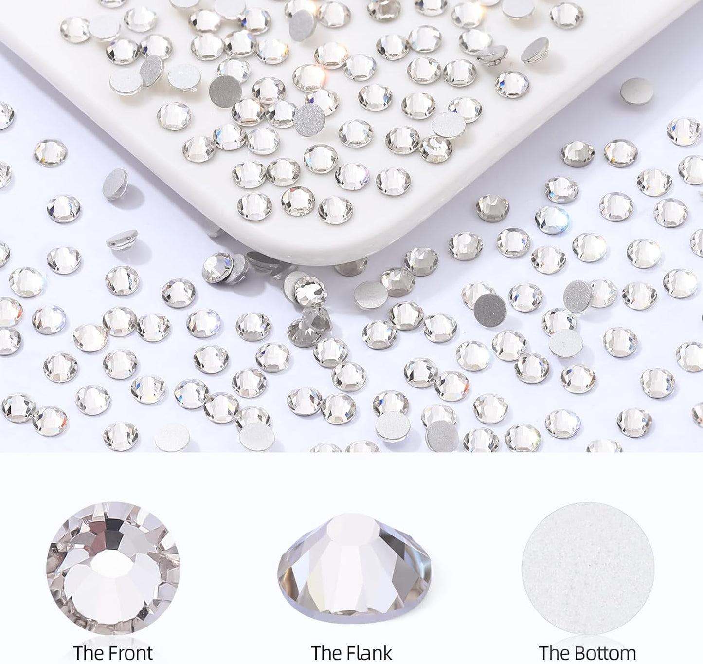 Crystal Clear Flatback Rhinestones, Glass Rhinestones for Nail Art and Craft, Glue Fix, Loose Crystal Gemstones(Crystal, SS16, 1440pcs, 3.8-4.0mm)