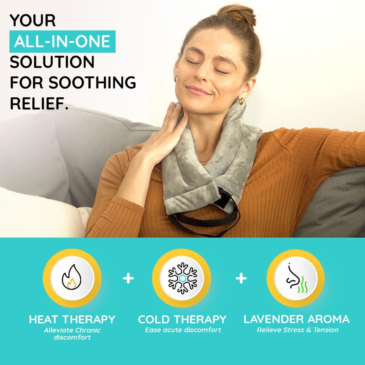Microwavable Heating Pads for Neck Pain Relief, Back Pain, Shoulder Pain Relief - Microwave Heating Pad for Cramps and Muscle Relief, Hands- Free Heat Pack for Tense Muscle - 3 Packs