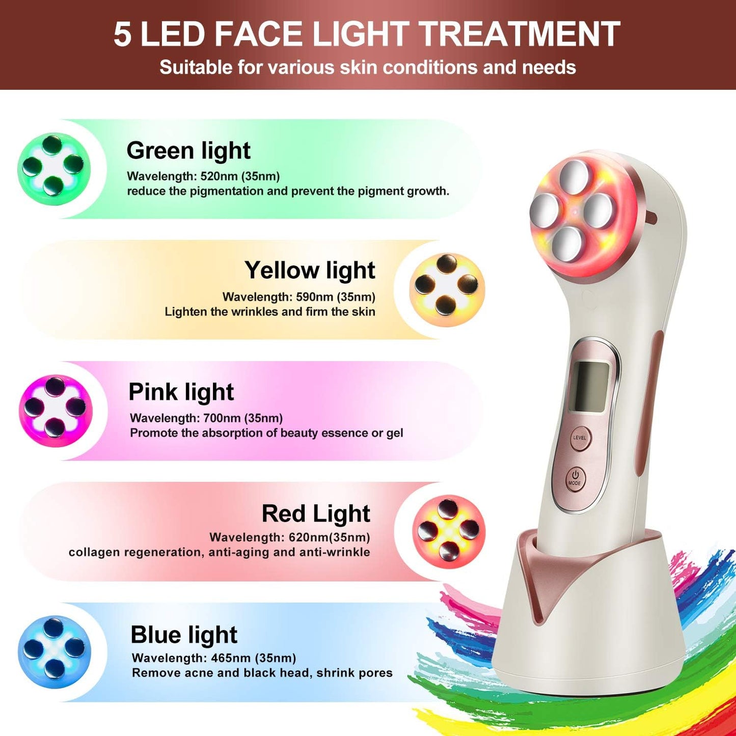 High Frequency Facial Machine 5 in 1 Facial Massager Micro-Current Recharable Facial Frequency Device