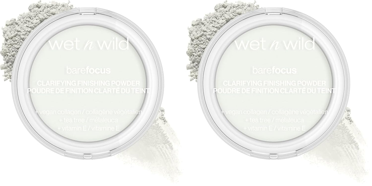 wet n wild Bare Focus Clarifying Finishing Powder | Matte | Pressed Setting Powder Translucent (Pack of 2)