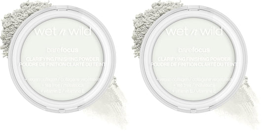 wet n wild Bare Focus Clarifying Finishing Powder | Matte | Pressed Setting Powder Translucent (Pack of 2)
