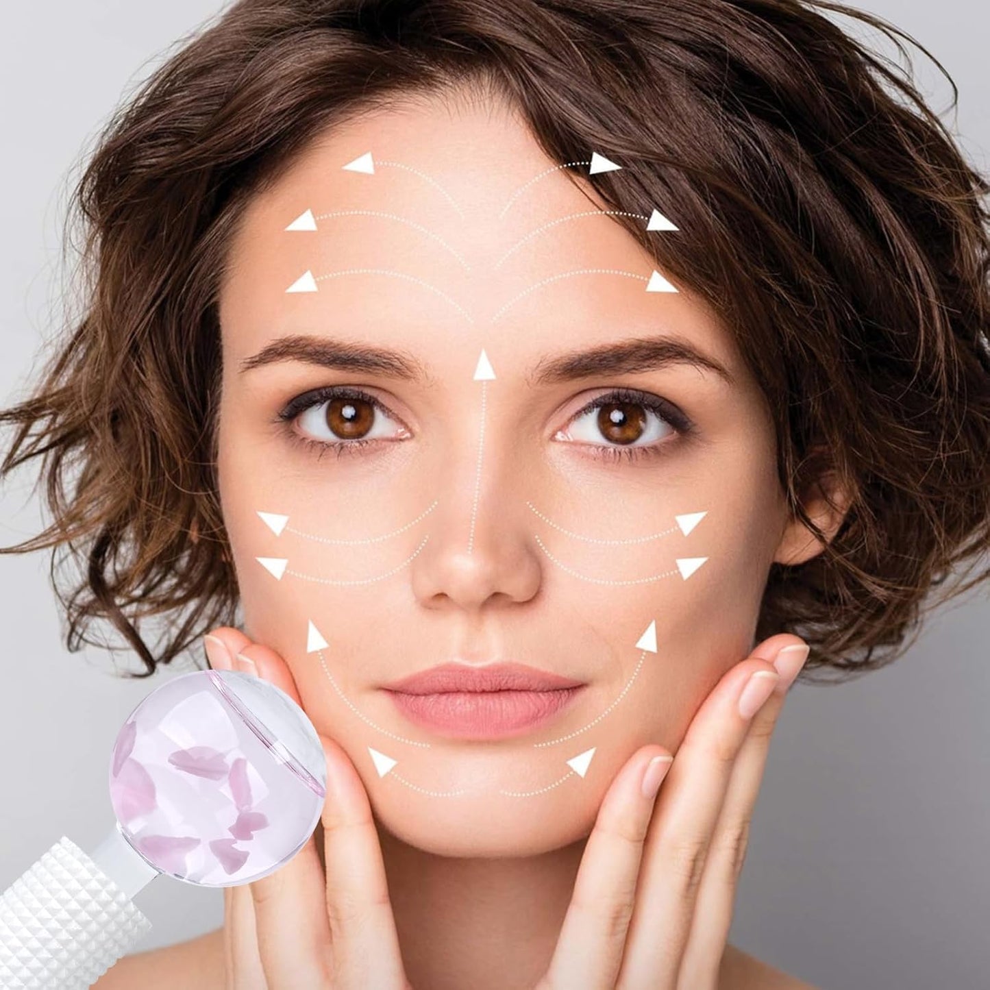 Ice Globes & Ice Roller for Face and Eyes - Facial Massage Tools for Skin Care, Reduce Wrinkles & Puffiness, Cooling Globes & Roller Ball for Glowing Skin 2PCS (Pink)