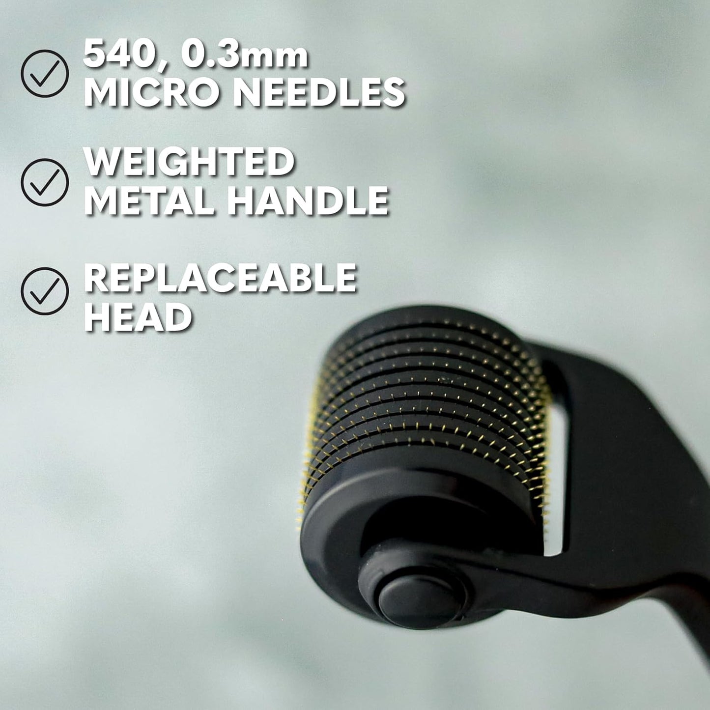 Beard Club Premium Derma Roller & Beard Growth Oil - Microneedling Roller with 540 Titanium Microneedles for Face, Body and Scalp - Beard Roller with Sandalwood & Cedar Beard Oil