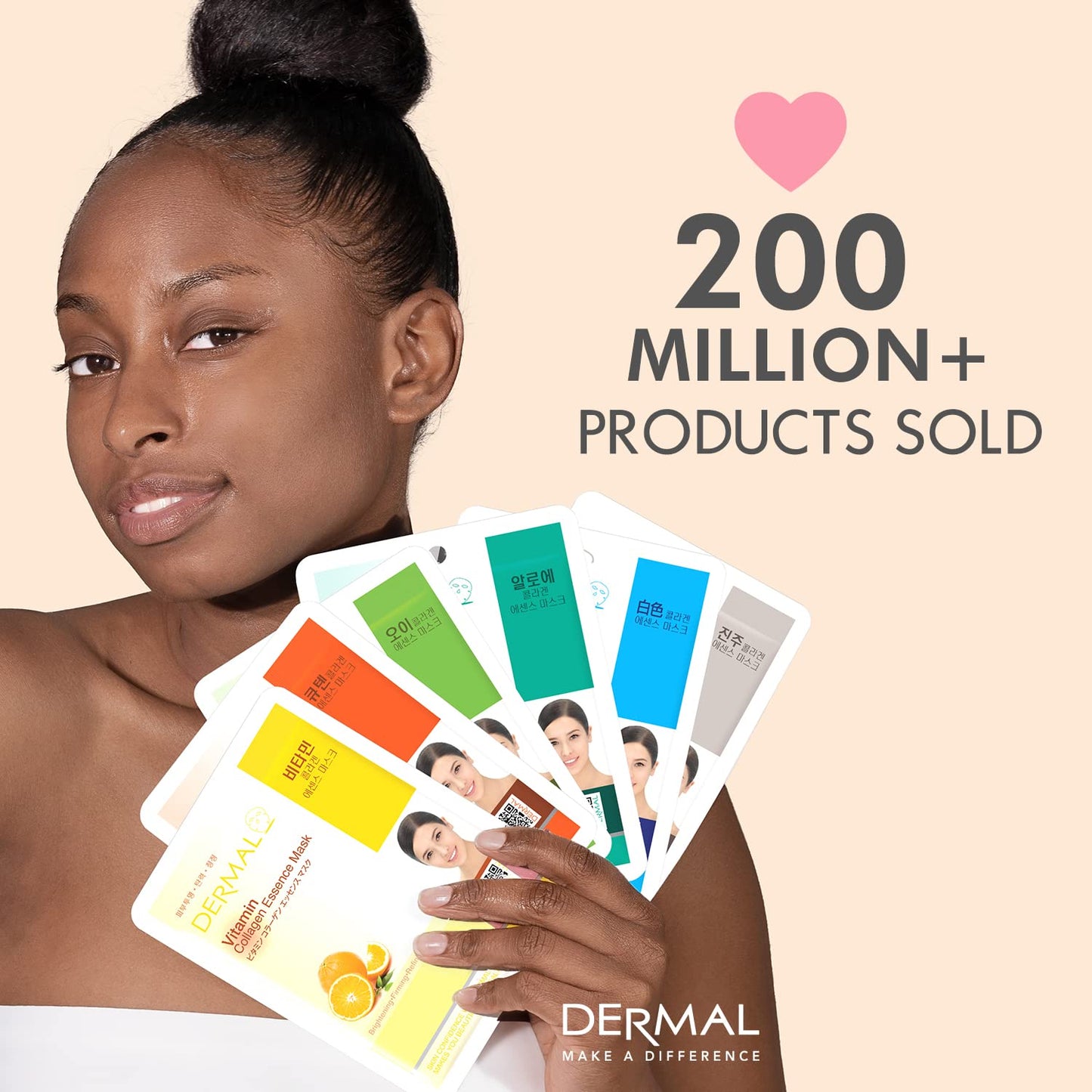 Korean Collagen Face Mask – Hydrating & Soothing Sheet with Panthenol, Hypoallergenic Calming Moisture Care for All Skin Types, 32 Combo Pack A+B Set