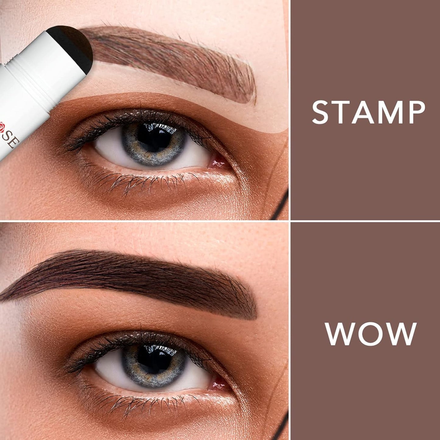 ALLROSE Eyebrow Stamp Stencil Kit - Eye Brow Stamping Kit, One Step Brow Stamp Kit, 20 Brow Stencils and Stamp Kit, Waterproof Perfect Eyebrow Kit, Easy to Use, Auburn