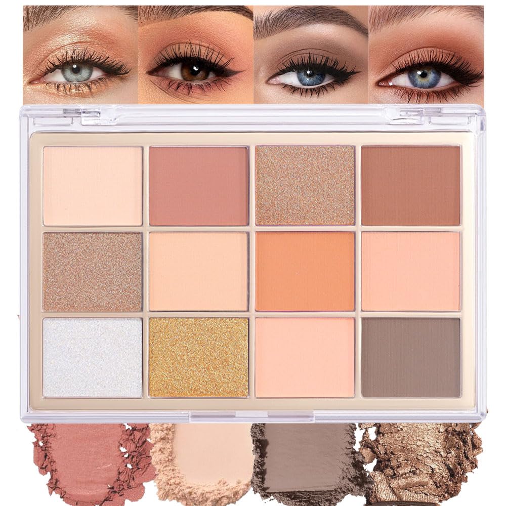 Nude Brown Maroon Bronze Eyeshadow Palette,Natural Neutral Soft Small Cream Eyeshadow Palette,Eye Shadow Palette Long Lasting Naturing-Looking Make Up Pallets for Women,Vegan
