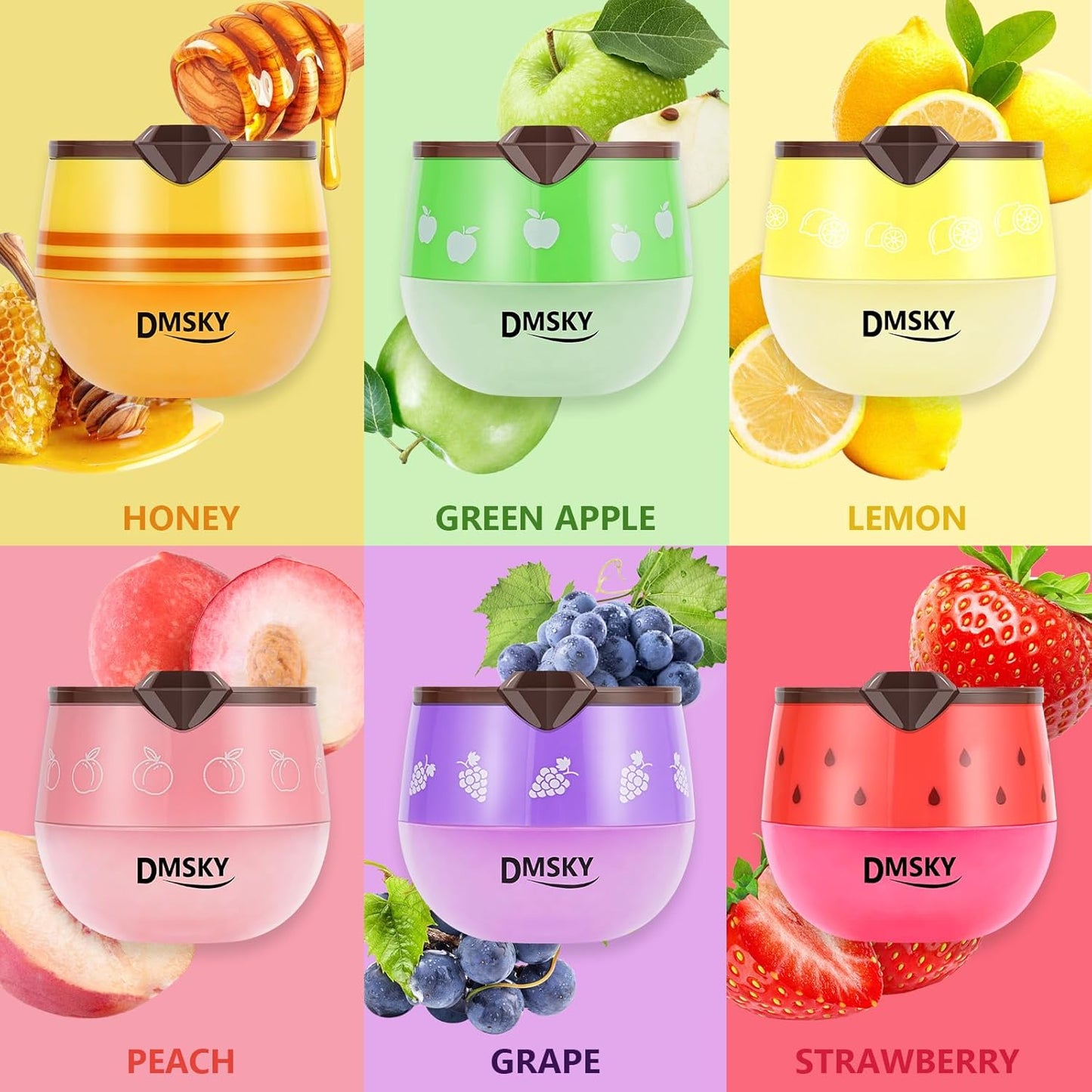 DMSKY Bee Lip Balm Honey Pot 6 PCS, Nourish & Hydrate Lip Sleeping Mask with Vitamin E, Lip Mask Overnight for Dry Lips, Reduces Lip Lines