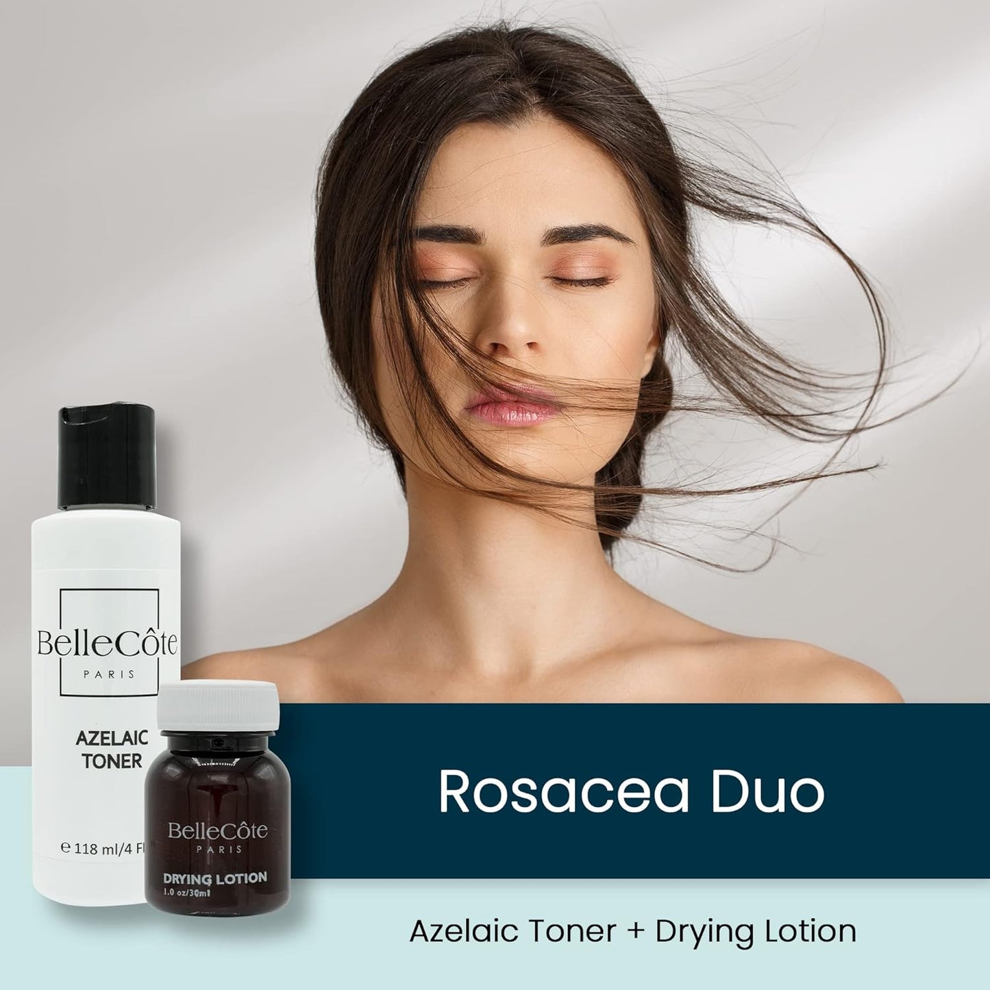 Azelaic Toner & Drying Lotion Duo - Face Treatment Set for Rosacea & Cystic Acne, Soothing Redness Relief, Shrinks Whiteheads & Pores | Normal to Oily Skin