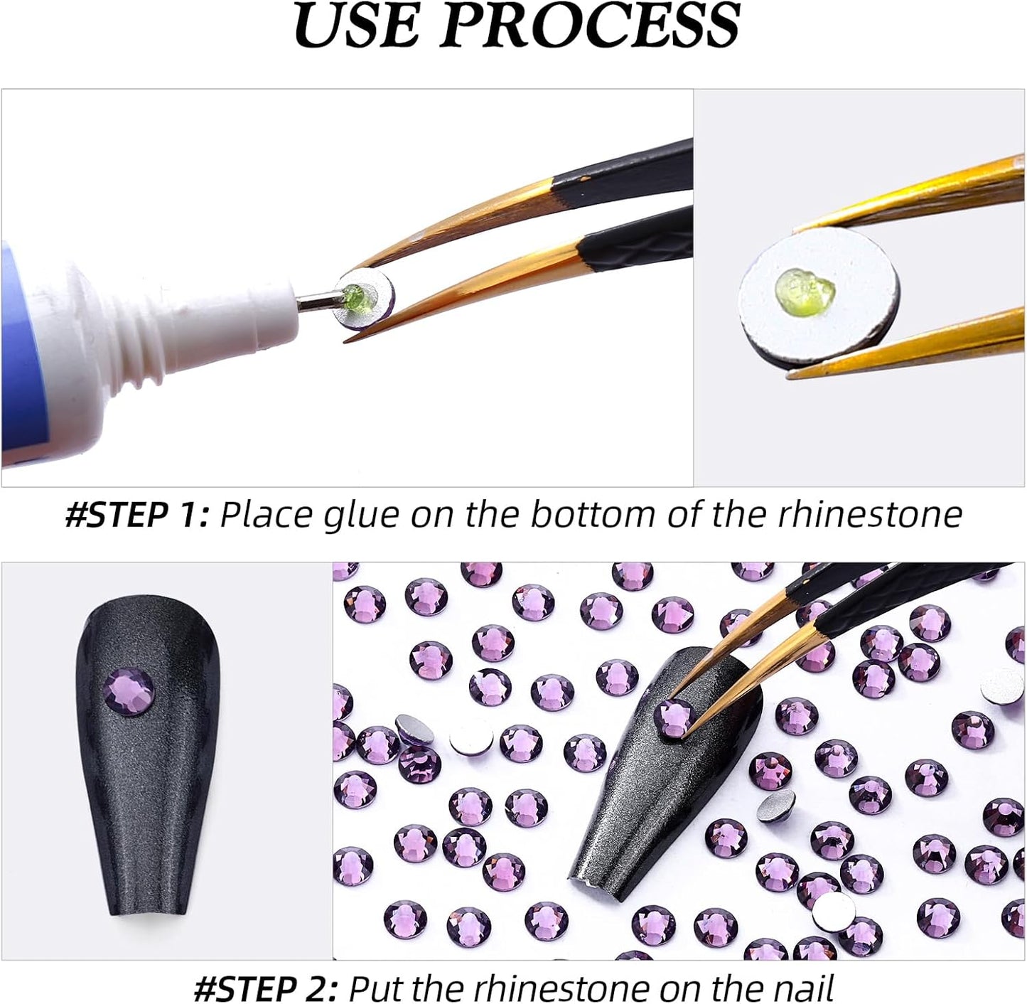 Tanzanite Flatback Rhinestones, Glass Rhinestones for Nail Art and Craft, Glue Fix, Loose Crystal Gemstones(Tanzanite, SS12, 1440pcs, 2.9-3.0mm)