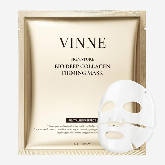 VINNE Signature Bio Deep Collagen Firming Mask – Korean Hydrogel Mask w/ 5,000ppm Ultra-Low Molecular Collagen, Centella Asiatica Exosome, Niacinamide & PDRN – Skin Care Face Mask (4 Sheets, 1.41 oz)