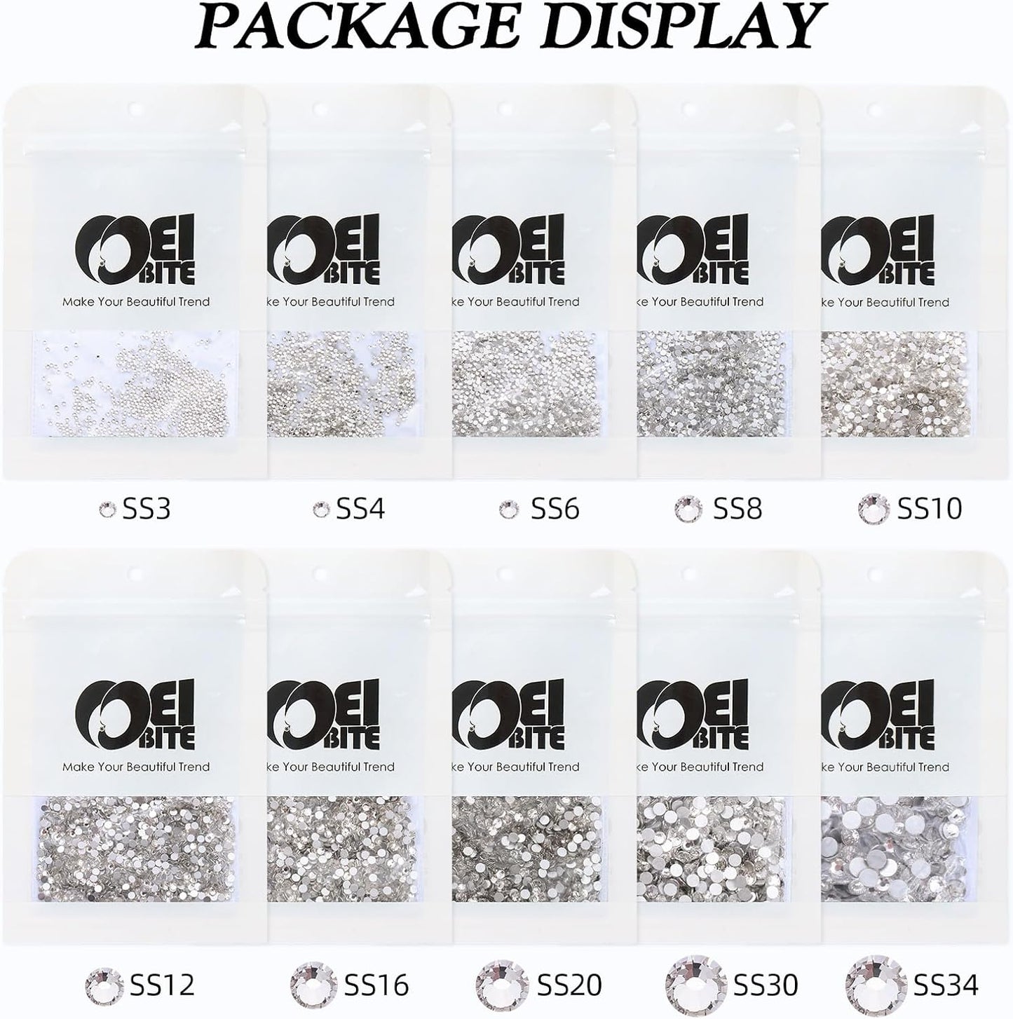 Crystal Clear Flatback Rhinestones, Glass Rhinestones for Nail Art and Craft, Glue Fix, Loose Crystal Gemstones(Crystal, SS3, 1440pcs, 1.3-1.4mm)