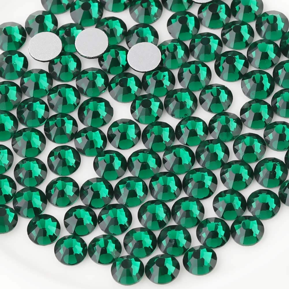 beadsland Flat Back Crystal Rhinestones Round Gems, Emerald (3.8-4.0mm) SS16/1440pcs