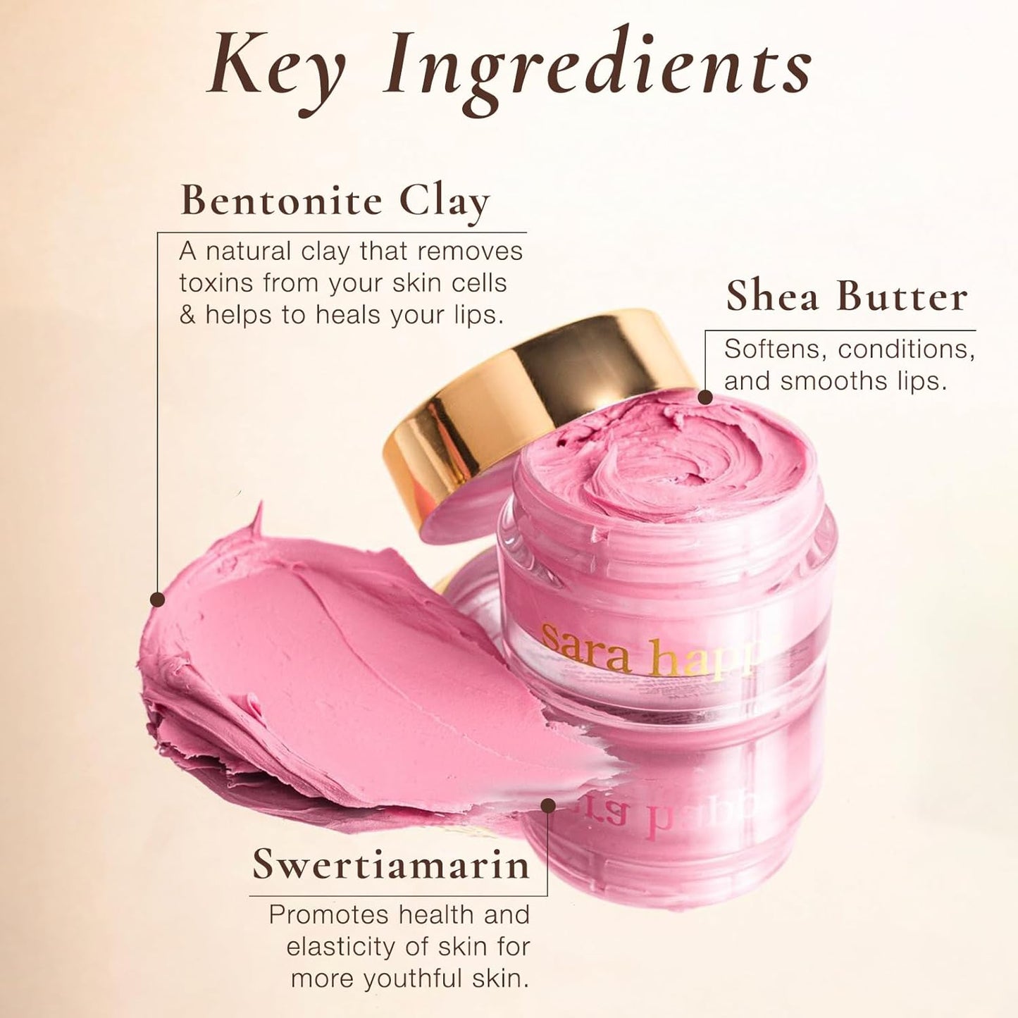 Sara Happ Sweet Clay Mask + Vanilla Bean Sugar Lip Scrub Duo - Exfoliating Lip Treatments, Moisturizers for Dry and Flaky Lips, Vegan (0.47 Oz and 0.5 Oz jars)