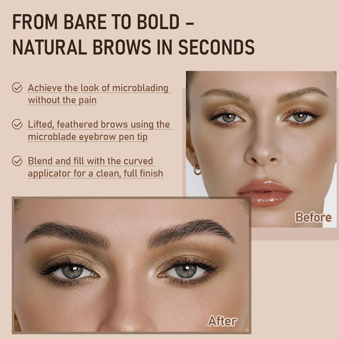 Dual-Ended Microblading Eyebrow Pencil for Women, 2 in 1 Liquid Eyebrow Pencil with Curved Tip and 4D Brow-Fection Microblading Pen, Shaped Fill HairLike Waterproof Lasting Eyebrows 05 Black
