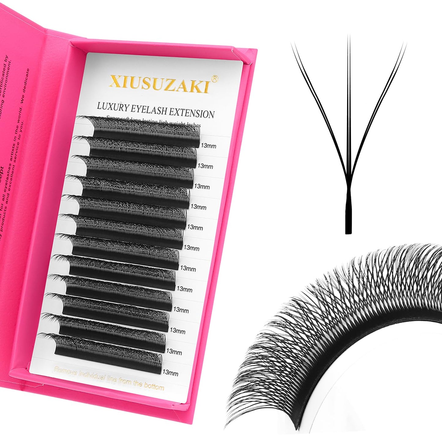 Lash Extensions Double Tips 3D Eyelash Extensions W Shape 0.07mm Thickness D Curl Mix 8-15mm Premade Fans Easy Fan Volume Matte Black Crisscross Eyelashes(W-3D-Double Tips-0.07-D,8-15mm Mix)