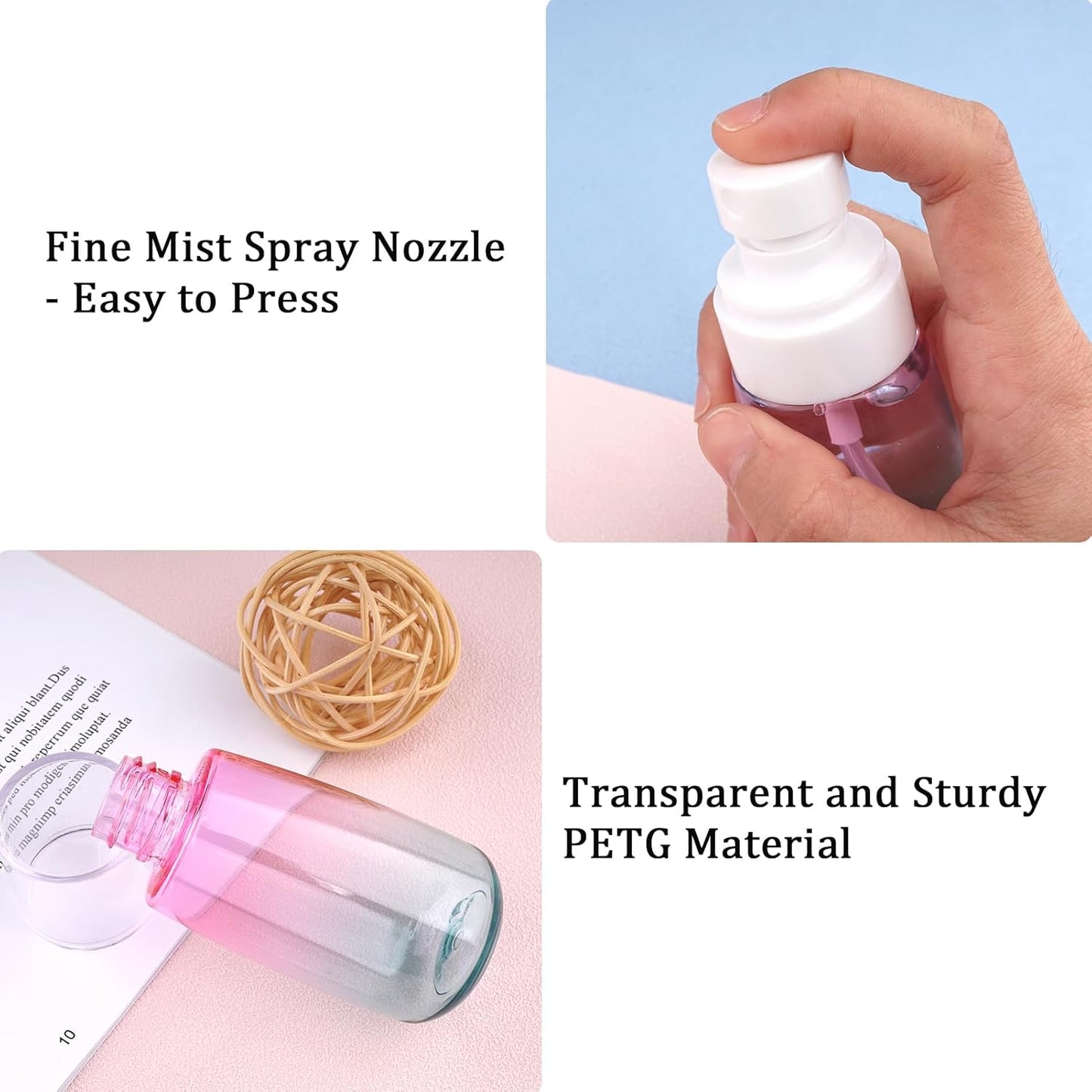 Cosywell Travel Spray Bottle TSA Approved 2oz 60ml 6 Pack Leak Proof Travel Spray Bottle Empty Small Spray Bottles for Perfume Essential Oils Toners Rose Water Cosmetics (6PCS-2PinkBlue2Clear)