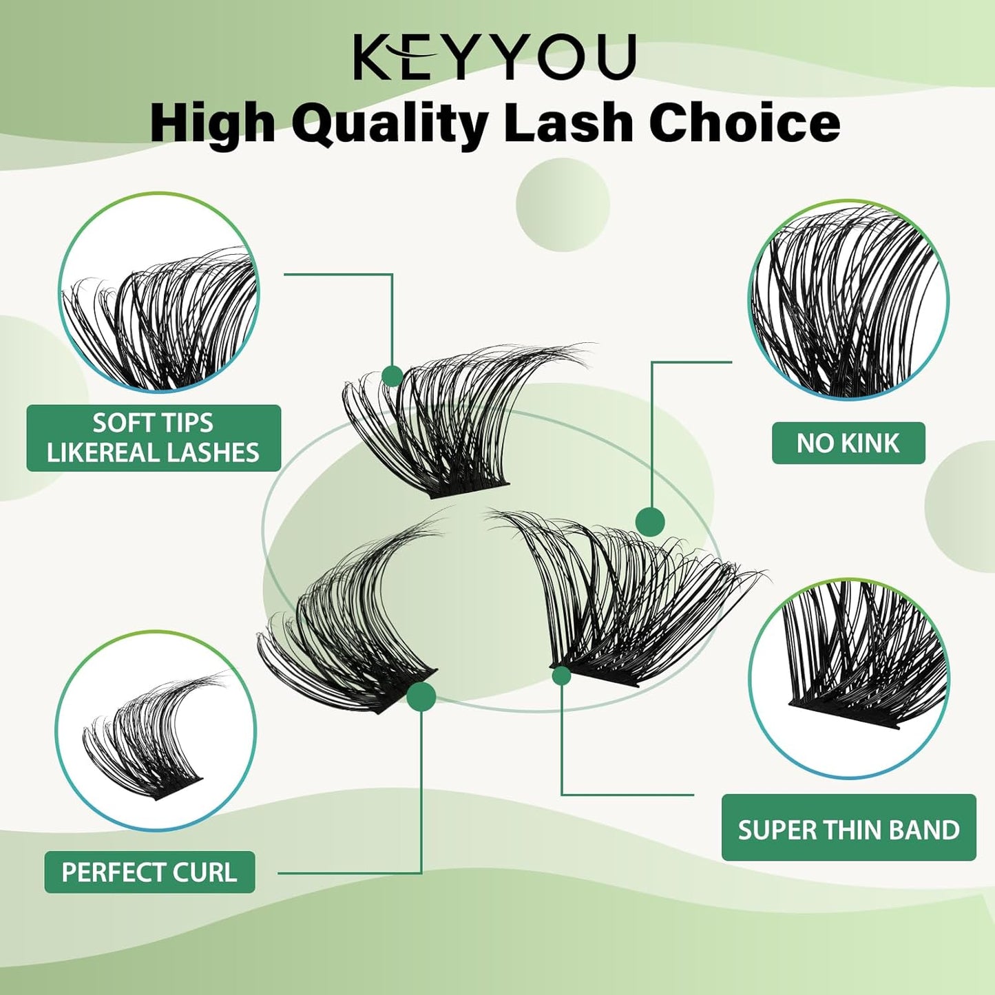 Lash Clusters 96pcs Individual Lashes Y24 D Curl 8-18MIX Eyelash Clusters KEYYOU Volume Wispy Lash Extension Soft&Comfortable Easy DIY at Home(Y24,D-8-18MIX)