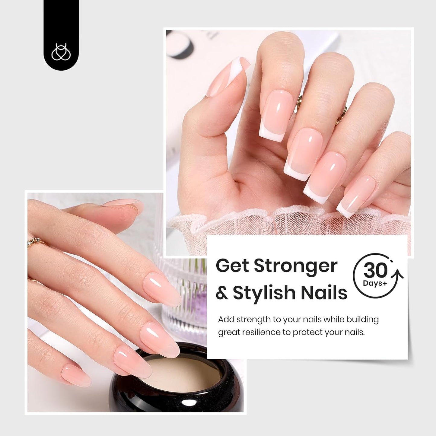 Beetles Builder Gel for Nails 7-in-1 Clear Builder Nail Gel Kit for Nail Extension Strengthening with Decoration Detachable Liner Nail Brush for Beginner Women