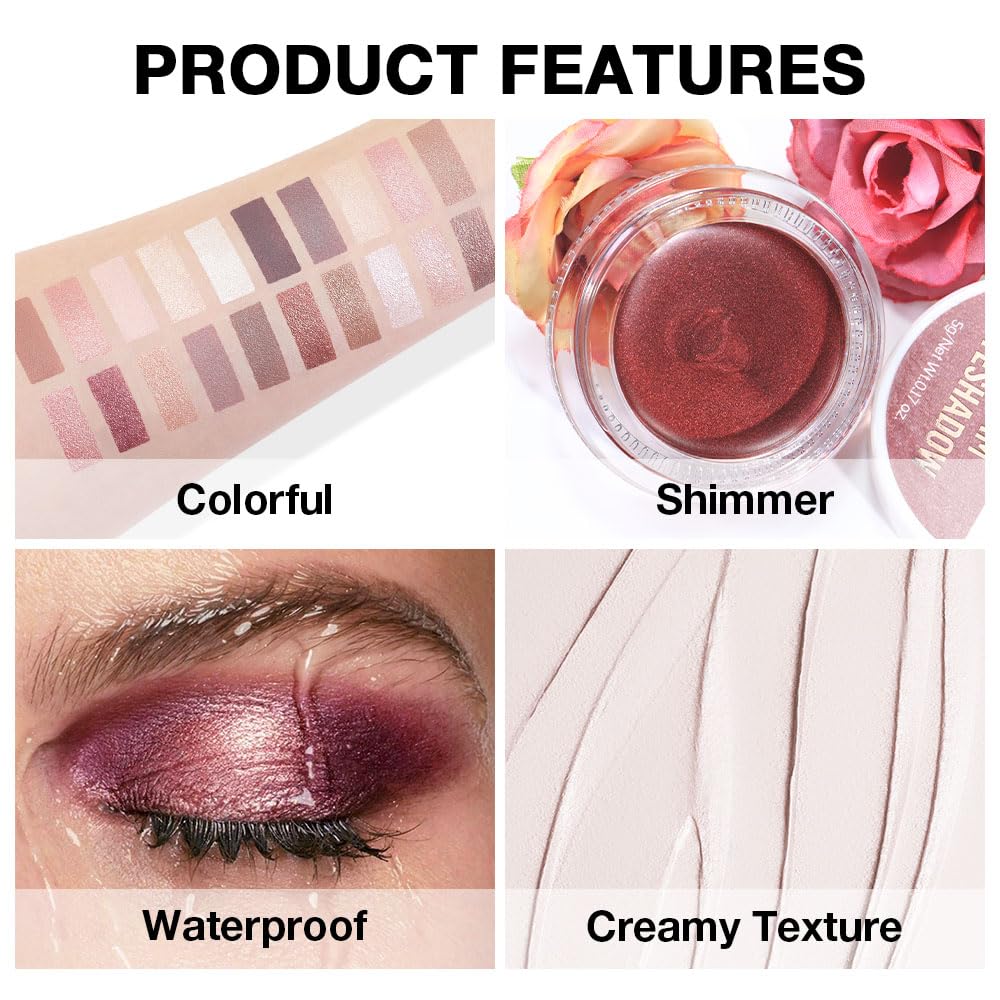 evpct Matte Bright Nude Single Cream Eye Shadow Palette Pot Makeup for Older Women, Highly Pigmented Monochrome Cream to Powder Eyeshadow Palette Matte Liquid eyeshadow, Natural Waterproof Blendable