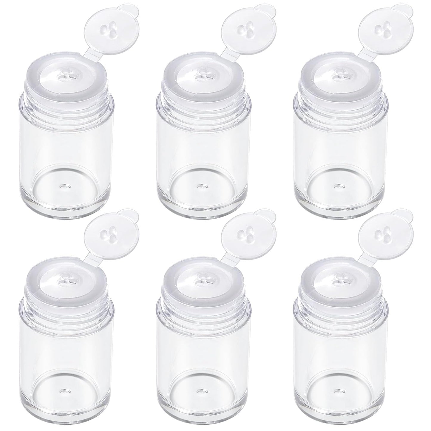 RAYNAG 6 Pieces Mini Empty Loose Powder Bottle, Travel Size Glitter Containers Eye Shadow Powder Shaker Bottle with Sifter and Lids (3 hole)