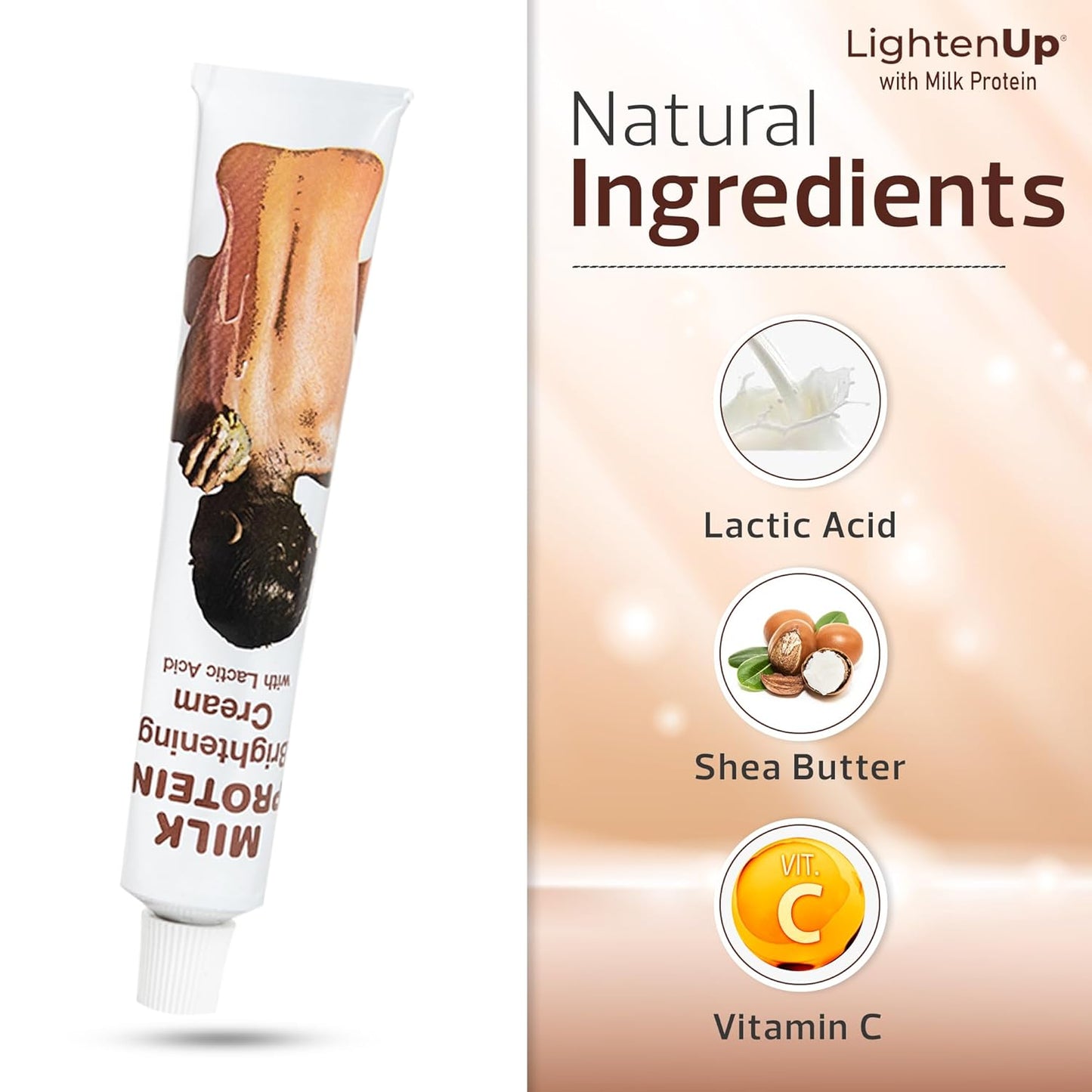 OMIC Lighten-Up Lactic Acid Cream - 1.7 Fl oz / 50 ml - Skin Brightening Cream, AHA Cream, Helps Even Skin Tone - with Vitamin C & Shea Butter