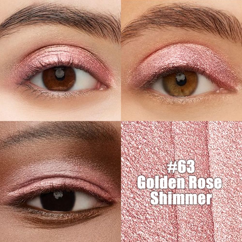 Kaely Cream Eye Shadow Sticks, Golden Rose Shimmer Eyeliner Pencil Eyeshadow Palette Makeup, Eye Highlighter Brightener Stick for Older Women Waterproof Pigmented, sombras para ojos, New-63