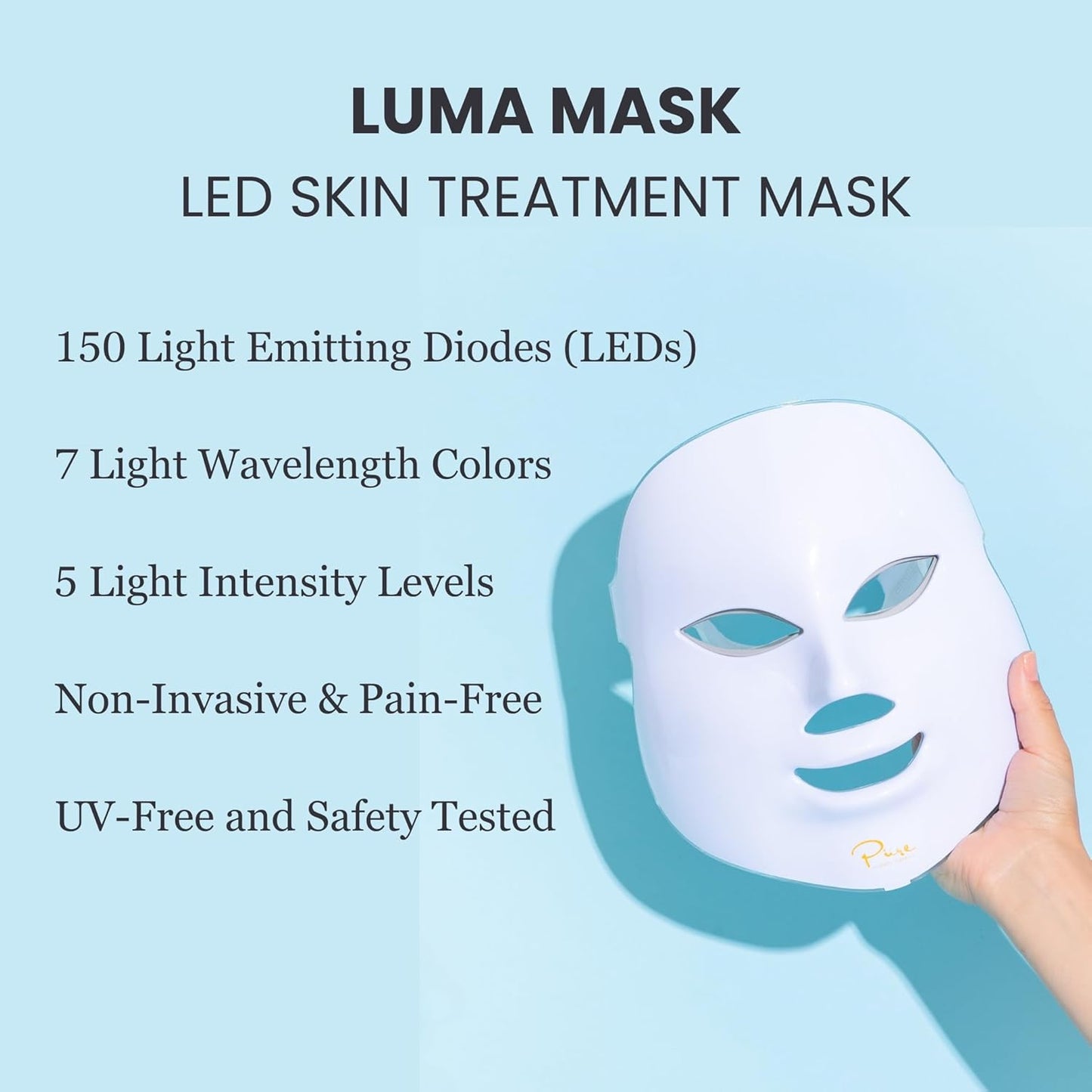 Pure Daily Care Luma Mask LED Skincare Device for the Face | 7 Advanced Color Modes | 5 Light Intensity Levels | All Skin Types