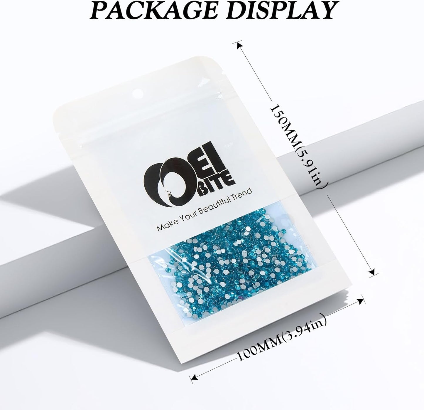 Aquamarine Flatback Rhinestones, Glass Rhinestones for Nail Art and Craft, Glue Fix, Loose Crystal Gemstones(Aquamarine, SS10, 2880pcs, 2.7-2.8mm)