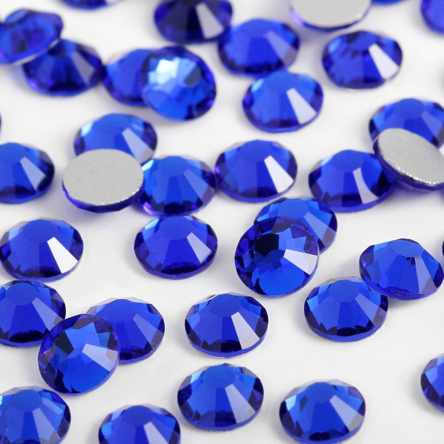 3000PCS SS8 Flatback Rhinestones | 12-Facet Diamond-Cut Glass Gems for Nail Art, Clothing, DIY Crafts |Glue-On Decoration Stones with Silver Backing(Sapphire)