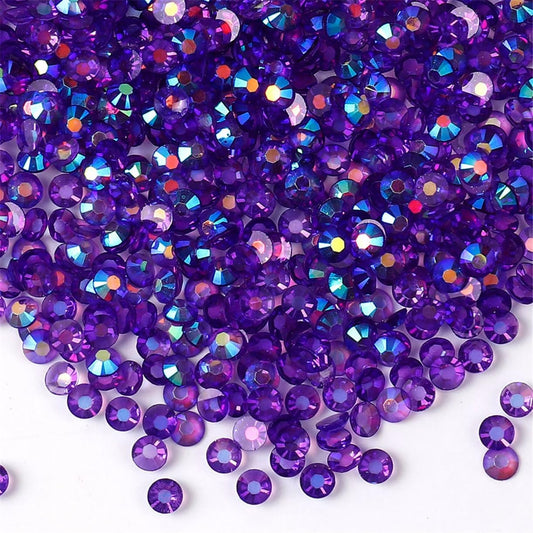 1000 Pieces SS20 5mm Flatback Rhinestones AB Clear Round Gems Crystals for Nail Art DIY Crafts Clothes Shoes Bags （Transparent Dark Purple AB）