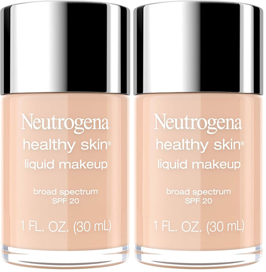 Neutrogena Healthy Skin Liquid Makeup Foundation, Broad Spectrum SPF 20 Sunscreen, Lightweight & Flawless Coverage Foundation with Antioxidant Vitamin E & Feverfew, Medium Beige, 1 fl. oz (Pack of 2)