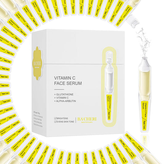 Vitamin C Face Serum with Glutathione, 4D Hyaluronic Acid & Aloe Vera – Lightweight Brightening & Hydrating Ampoule for Daily Skincare, Dark Spots, Sensitive Skin Friendly - 15 Ampoules (1ml each)